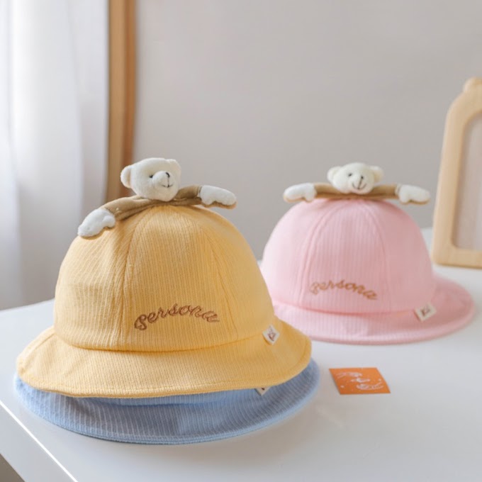 [ dream_studio.vn ] Baby Fisherman Hat Cartoon Three-dimensional Little Bear Kids Bucket Hat