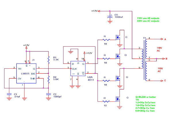 110V-220V 500W or more inverter Circuit Diagram