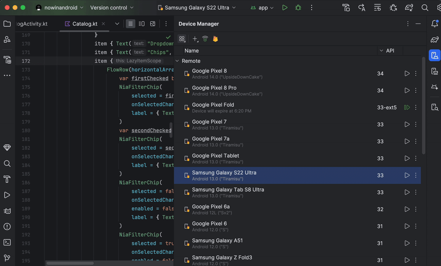 Device Streaming in Android Studio, running your app on a remote Pixel Fold