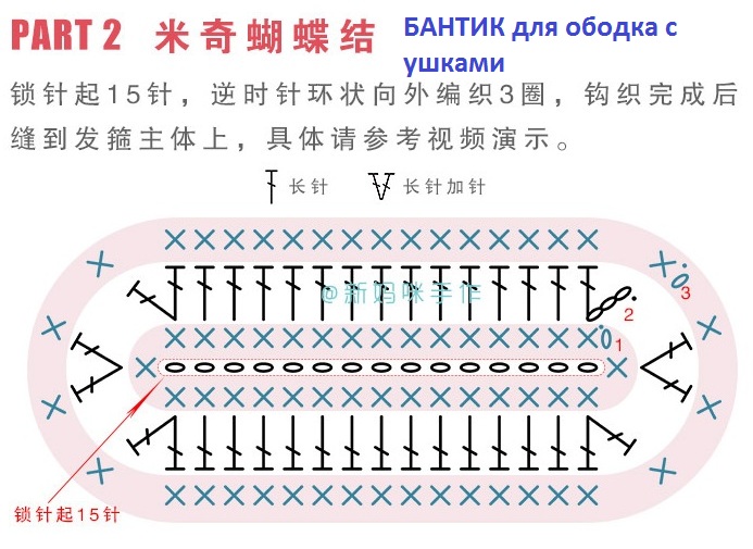 Схемы вязания ободка с ушками мышки (2)