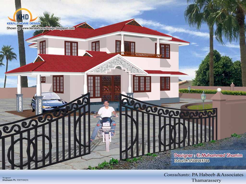 4 Beautiful Home elevation designs in 3D  Kerala home design and floor plans