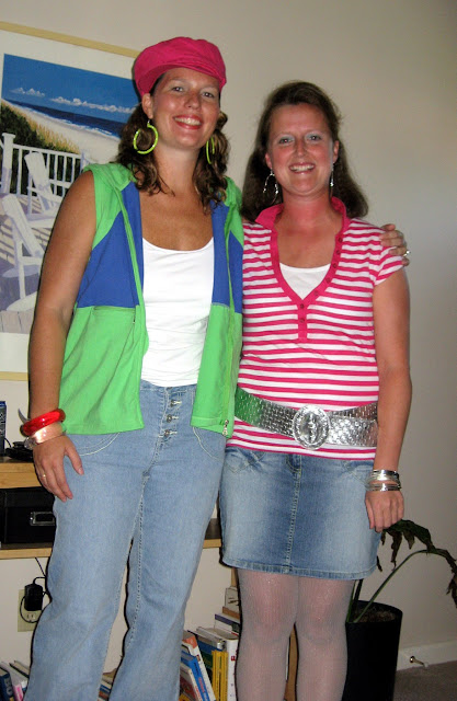 Deb and CC dressing up like the 80s for Def Leopard concert