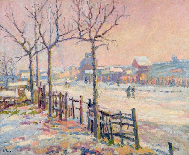 Robert-Antoine PINCHON - le chemin, neige - HST 60x73 - 1905 - coll. part