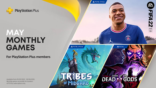 playstation plus curse of the dead gods fifa 22 tribes of midgard ps4 ps5 sony interactive entertainment passtech games focus home interactive ea vancouver electronic arts norsfell games gearbox publishing may 2022