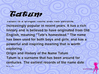 meaning of the name "Tatum"