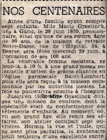 Franstalig krantenartikel m.b.t. de viering van de  honderdste verjaardag van Marie Gyselinck