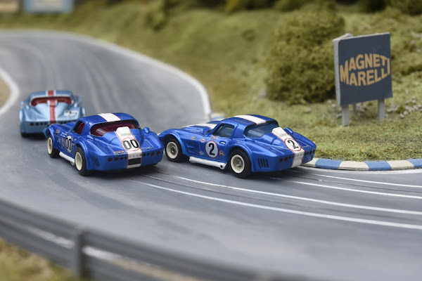 Corvette Grand Sport Slot Cars on a beautiful track