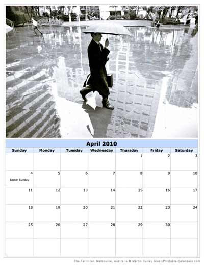 Printable Calendar April 2010