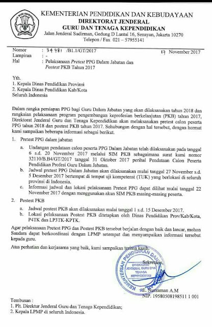  Jika anda mencarai bagaimana prosedur dari pelaksanaan PKB dan seleksi PPG Mekanisme Pelaksanaan Post Test PKB dan Ujian Seleksi PPG 2017