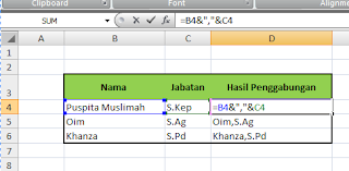 rumus cara menggabungkan data di ms excel