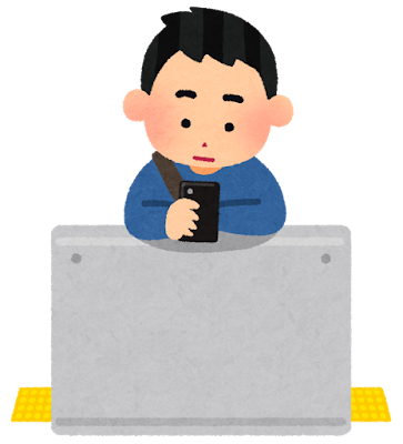 ホームドアにより掛かる人のイラスト