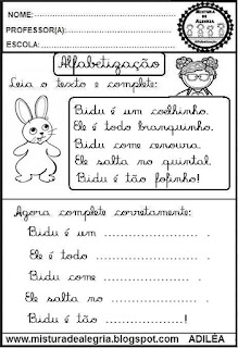 Pequenos textos infantil,atividades de caligrafia