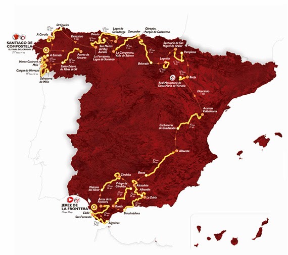 Recorrido de La Vuelta 2014, con final en Santiago de Compostela