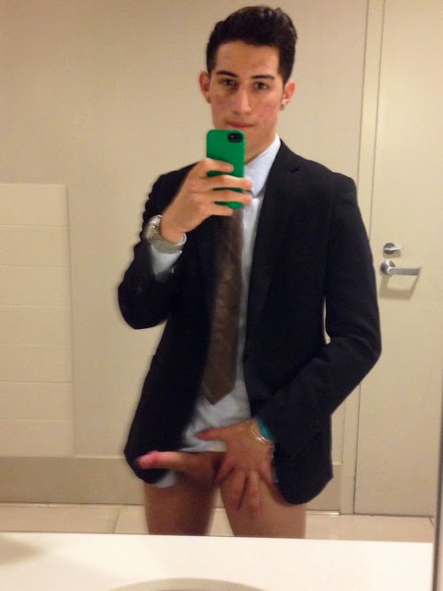 Smart dressed men showing off their large cock's