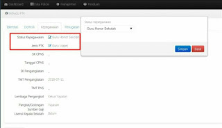 Sekarang Perubahan Status Kepegawaian dan jenis PTK hanya bisa dilakukan oleh Dinas