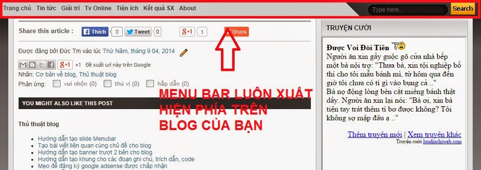 Hướng dẫn tạo slide Menubar