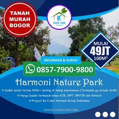 Brosur Jual Tanah Kavling Murah di Bogor Harmoni Nature Park Gratis AJB Bibit Pohon Buah dan Wisata 3 Negara