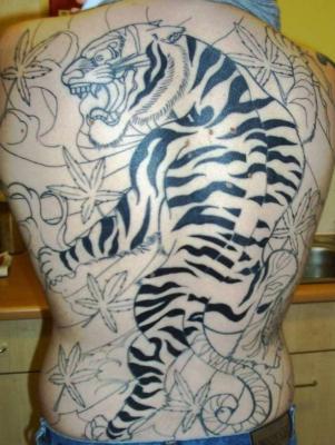 Upper body torso photo full body suit tattoos · white tiger