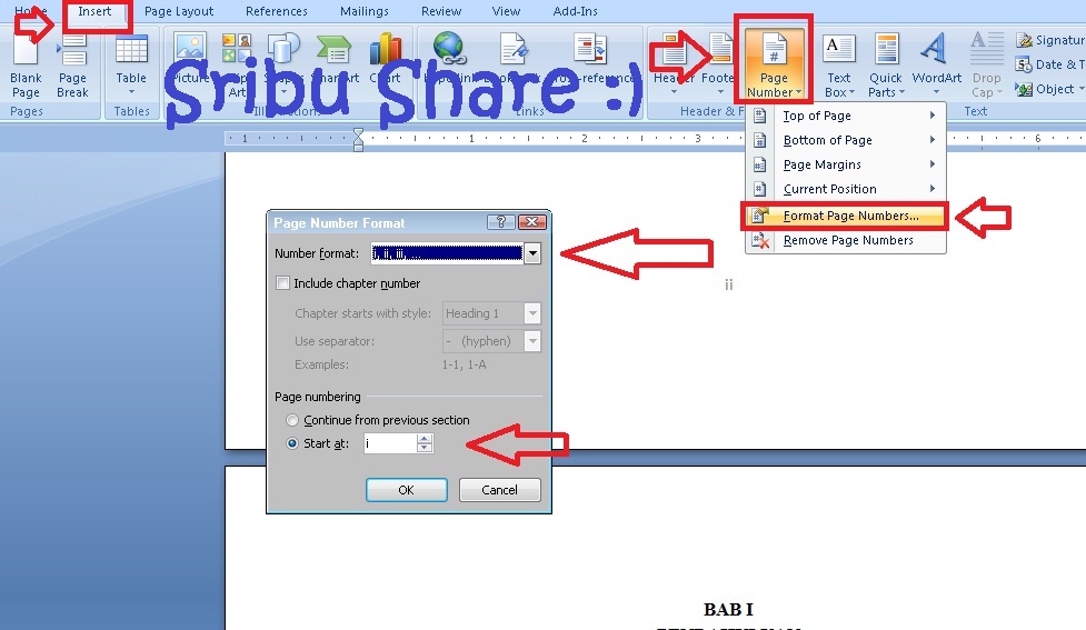 Share Info: Cara Membuat Nomor Halaman Berbeda Pada Microsoft Word