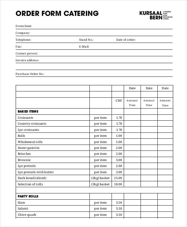 Order Form Template