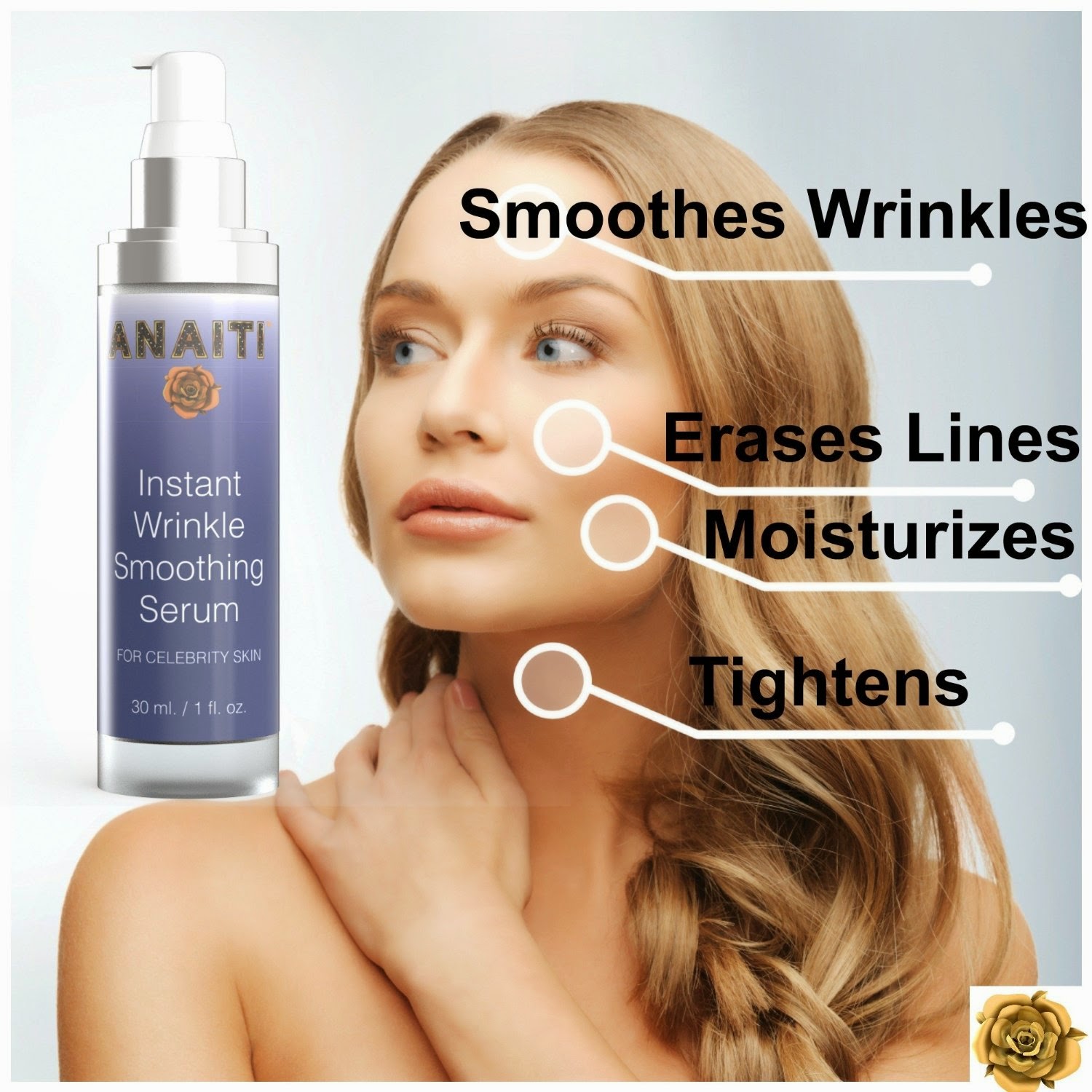 New Instant Wrinkle Smoothing Serum By Anaiti | Anti-Aging Skin Care Product Lifts, Tightens And Moisturizes The Skin | Formulated For Dermatologist Skin Care To Give Immediate Results And Long-Term Benefits | Facial Care That Erases Wrinkles & Lines | Skinceuticals For Celebrity Skin! | 100% Satisfaction Guaranteed.