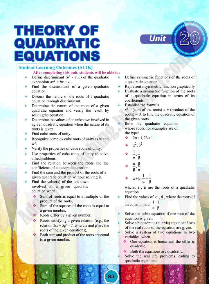 theory-of-quadratic-equations-mathematics-class-10th-text-book