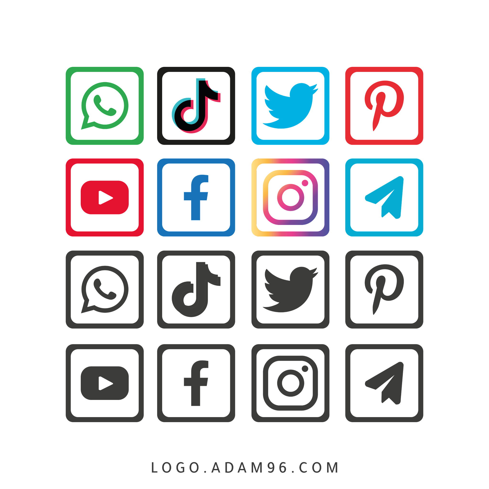 تحميل شعارات سوشيال ميديا شفافة Social Media Logos PDF - SVG