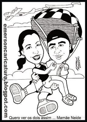 Presente de casamento desenho personalizado para a comemoração caricatura feita por Emerson Caricatura Caricaturista e ilustrador