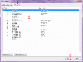 特殊文字の一覧を表示