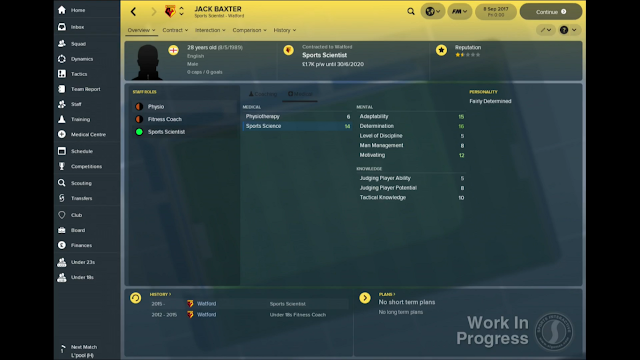 Sport Scientist Attributes Screen in FM18