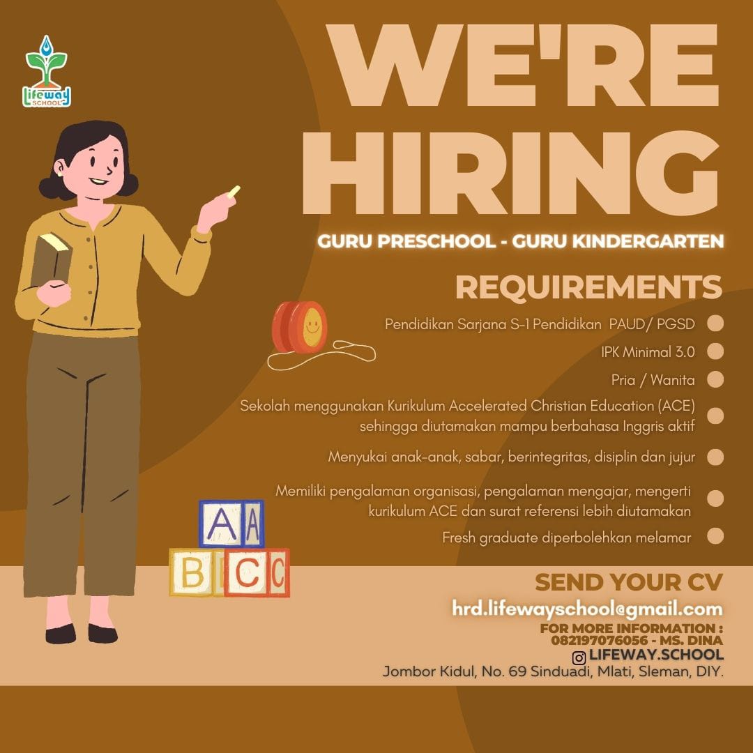 Loker Sleman di Lifeway School Staff Finance, Guru Preschool, Guru Kindergarten