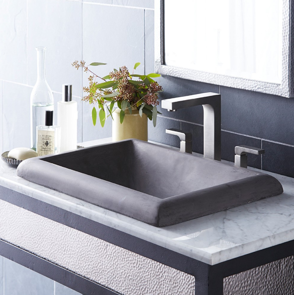 21.5 inch Drop-in Rectangular Concrete Bathroom Sink