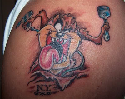 Taz with tools tattoo. Tasmanian devil