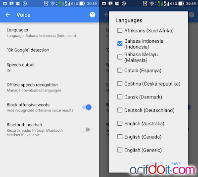 pengaturan voice language