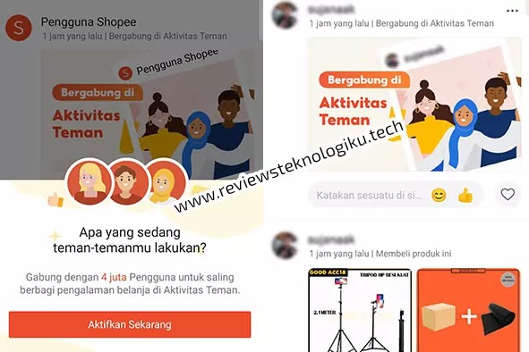 cara mengaktifkan aktivitas teman di shopee