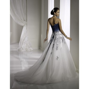 wedding dresses blue and white