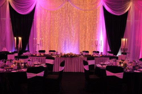 An oval table was chosen as the head table all the tables were named after