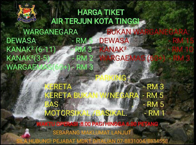 Harga Tiket Air Terjun Kota Tinggi 2019