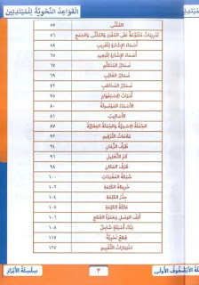 صورة الفهرس الثاني  لكتاب الابرار نحو صفوف أولى