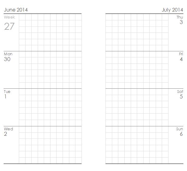 Kalendereinlagen im Keep It Simple Design, kariert, W2P, ab Juli 2014