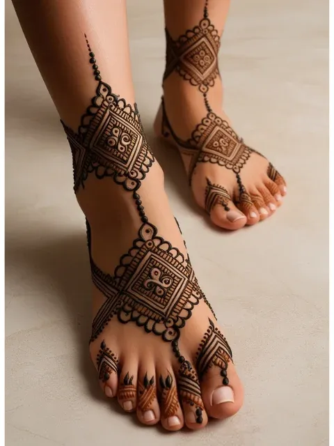 Geometric Feet Mehndi Design