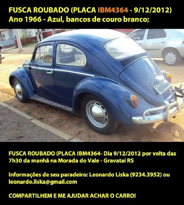 Fusca roubado na Morada do Vale - Gravataí