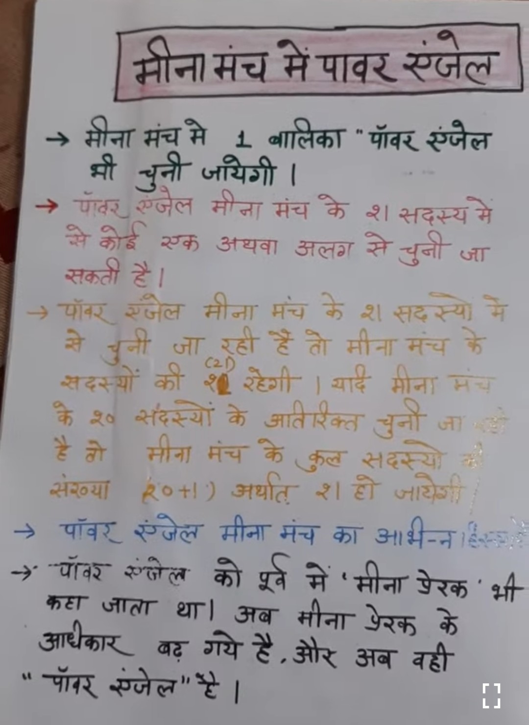 मीना मंच का रजिस्टर