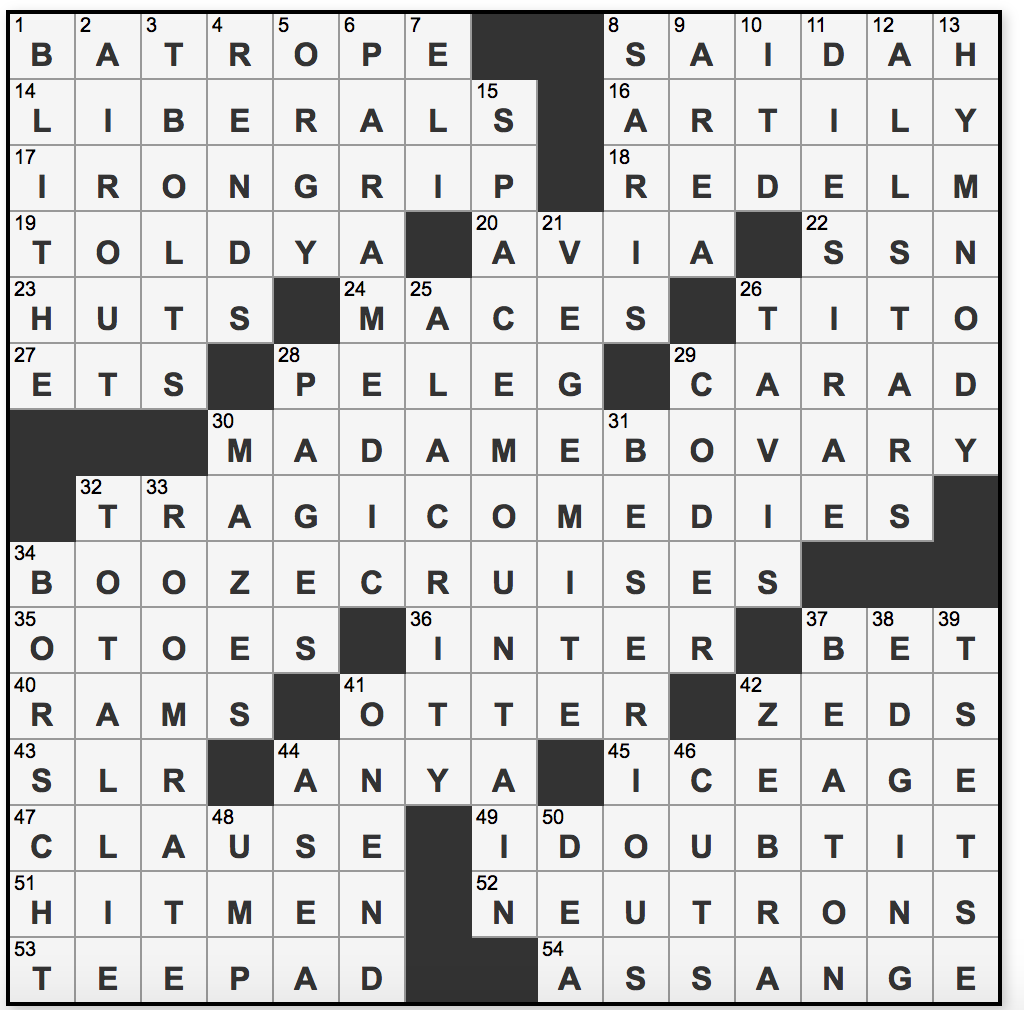 0427-18 NY Times Crossword Answers 27 Apr 2018, Friday 