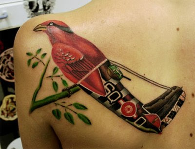 Bird - plane tattoo