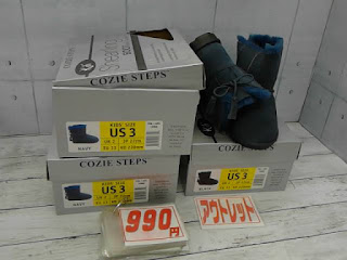 アウトレット　１４９６８　COZIE STEPS 　ムートンブーツ　ブラック・ネイビー　２２㎝　各９９０円