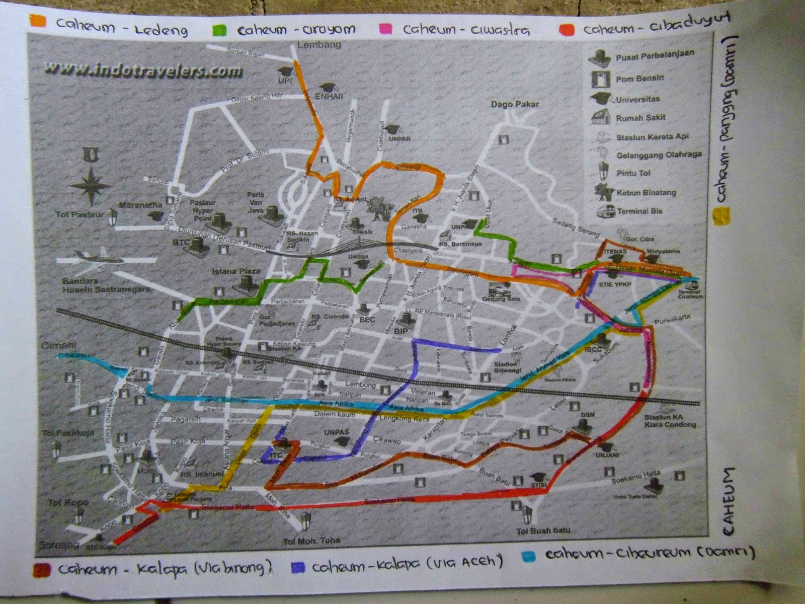 Rute Angkutan Kota Kota Bandung Ledeng Cicaheum Kalapa ST Hall