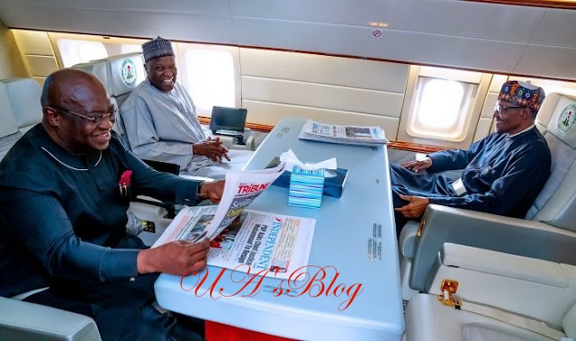 Photos of Buhari Inside Presidential Jet Leaving Abuja For UK