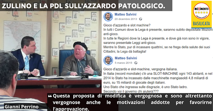 Perrino (M5S): "Sull’azzardo patologico Zullino viene ancora una volta sconfessato dai colleghi della sua maggioranza"