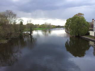 Grey above and below, light in the distance